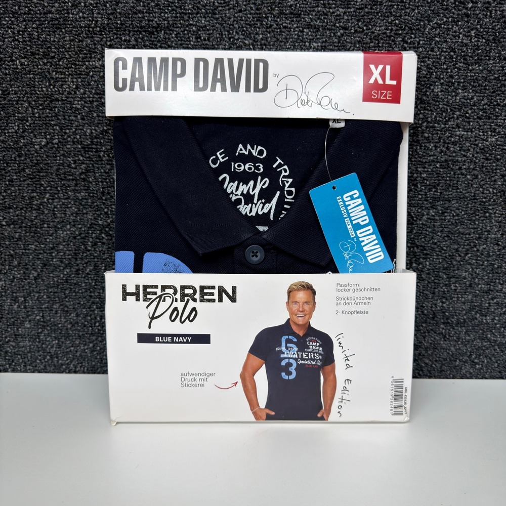 Camp David‎ Dieter Bohlen Polo Shirt XL Blue Navy Limited Edition NWT Germany